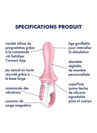 Vibromasseur anal gonflant connecté rose USB Air Pump Booty 5+ Satisfyer - CC597803